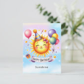 サンシャイン カスタムネーム ハッピー バースデー ポストカード (スタンド正面)