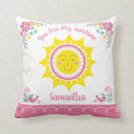 サンシャイン キュート イエロー ピンク パーソナライズ ベビー ナーセリー クッション