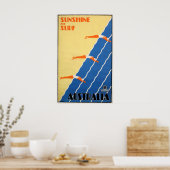 サンシャイン&サーフオーストラリア – ヴィンテージトラベル ポスター (キッチン)