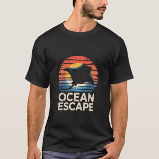 サンシャイン スティングレイ オーシャン エスケープ レトロ サンセット ホライズン Tシャツ