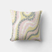 サンシャイン スワール ダスティ ピンク, バター イエローとグレー クッション (正面)