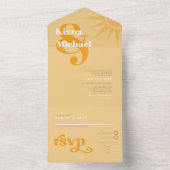 サンシャイン タイポグラフィー ウェディング バター/オレンジ ID1048 オールインワン招待状 (内側)