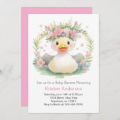 サンシャイン & ダックリング: 女の子のベビーシャワー 招待状 (正面/裏面)