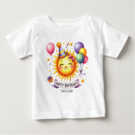 サンシャイン ハッピー バースデー 名前入り ベビーTシャツ