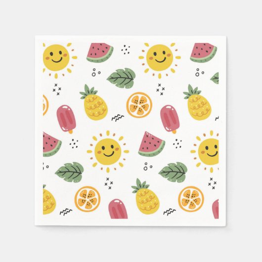 サンシャイン、パイナップル、スイカ、オレンジ スタンダードカクテルナプキン (正面)