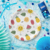 サンシャイン、パイナップル、スイカ、オレンジ ペーパープレート (パーティー)