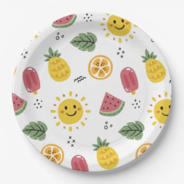 サンシャイン、パイナップル、スイカ、オレンジ ペーパープレート