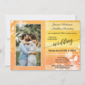 サンシャイン フローラル フォト カラー ストライプ ウェディング アフター 招待状 (正面)