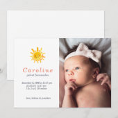 サンシャイン プライマリー ネーム ベイビー バース アナウンスメント 招待状 (正面/裏面)