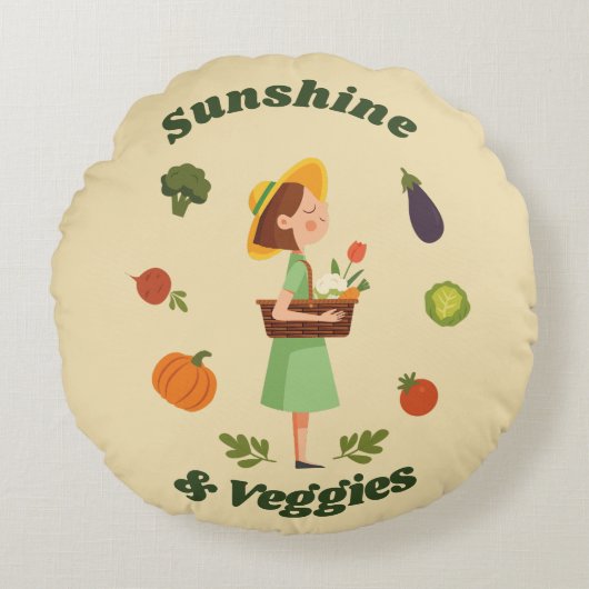 サンシャイン＆ベジーズ カスタム ファーマーズ マーケット ラウンドクッション (正面)