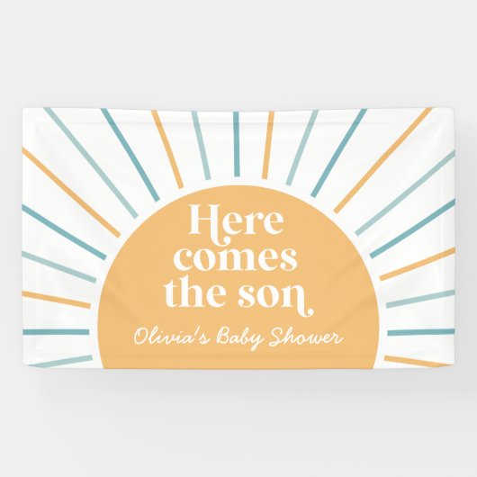 サンシャイン・ボホー・ベビーシャワー おめでとう Here Comes the Son 横断幕 (横)