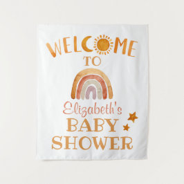 サンシャイン、ムーン、レインボー、スターズ ウェルカムサイン タペストリー