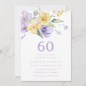 サンシャイン＆ラベンダー パープル 60歳の誕生日パーティー 招待状 (正面)