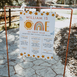 サンシャイン&レインボー1th誕生日マイルストーンボード ポスター