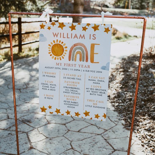 サンシャイン&レインボー1th誕生日マイルストーンボード ポスター