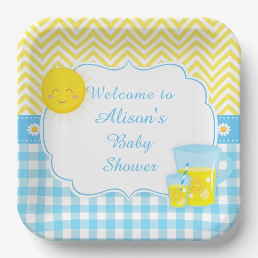 サンシャイン&レモネードブルー&イエロー ペーパープレート (正面)