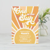 サンシャイン ワン イン ザ サン レトロ サンシャイン 1歳の誕生日パーティー 招待状 (スタンド正面)