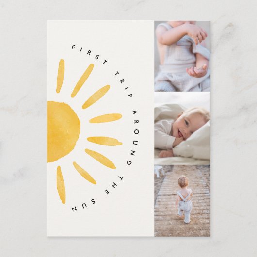 サンシャイン 初太陽一周誕生日招待状 ポストカード (正面)