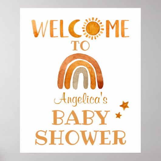 サンシャイン、月、虹、星のウェルカムサイン ポスター (正面)