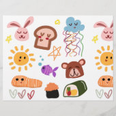 サンシャイン、雲、星、クマ、スクラップブッキングペーパー チラシ (裏面)