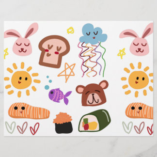 サンシャイン、雲、星、クマ、スクラップブック紙 チラシ