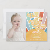サンシャイン 1歳の誕生日 ボーホー ワン イン ザ サン 写真 招待状 (正面)
