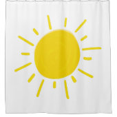 サンシャイ絵を描お洒落ンイエローサン シャワーカーテン (正面)