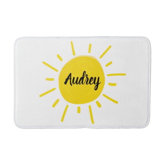 サンシャイ絵を描お洒落ンイエローサン バスマット (正面)