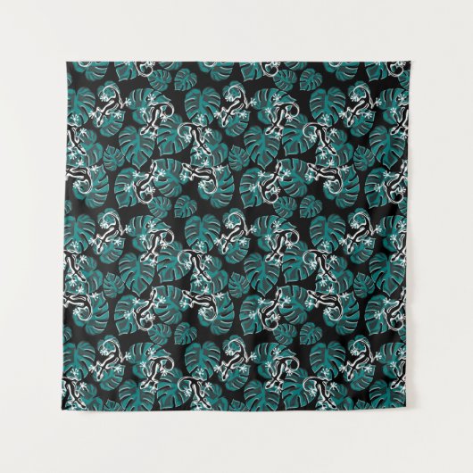 サンショウウオとグリーンリーフパターン タペストリー (正面)