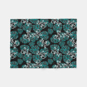 サンショウウオとグリーンリーフパターン フリースブランケット (正面(横))