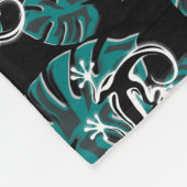 サンショウウオとグリーンリーフパターン フリースブランケット (角)