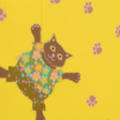 サンシンで足跡を残す、格好のよい猫 壁紙 (縫い目)