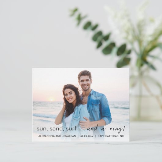 サンシーサーフフォト婚約発表 案内ポストカード (スタンド正面)