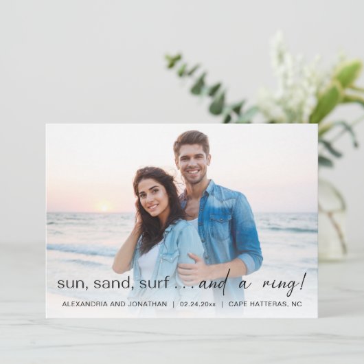 サンシーサーフフォト婚約発表 案内状 (スタンド正面)