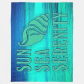 サンシーセレニティトロピカルシーシェルビーチシーン フリースブランケット (正面)