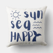 サンシーハッピーホエールウェーブズビーチタイポグラフィ クッション (裏面)