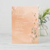 サンシー ワイルドフラワー リハーサル ディナー ピーチ ID1023 招待状 (スタンド正面)