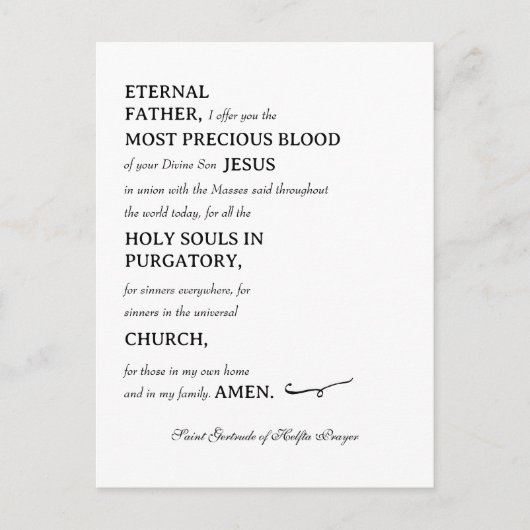 サンジェルトルドオブヘルフタ祈りの言葉ハガキ ポストカード (正面)