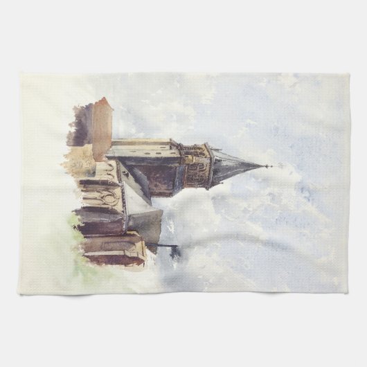 サンジェルマンデプレスチャーチパリ キッチンタオル (横)