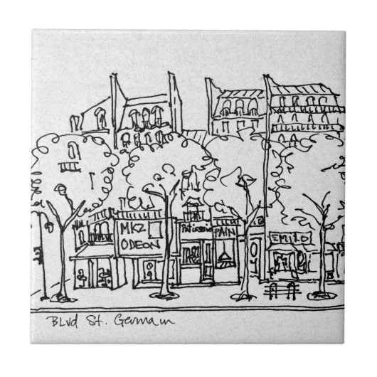 サンジェルマンデプレ|パリ，フランス タイル (正面)