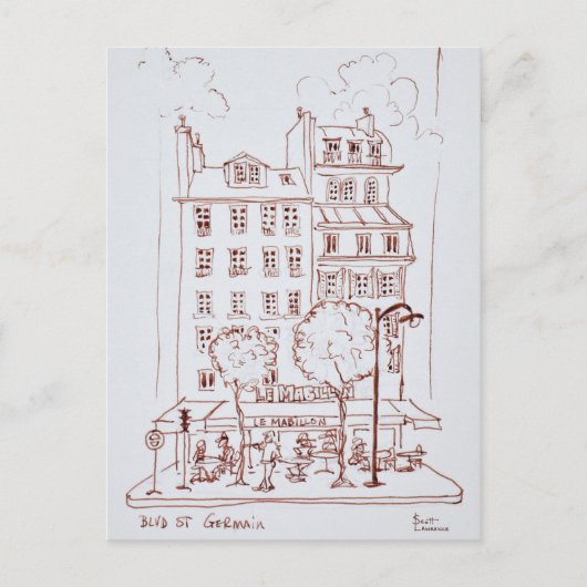 サンジェルマン大通りにあるレストラン | パリ ポストカード (正面)