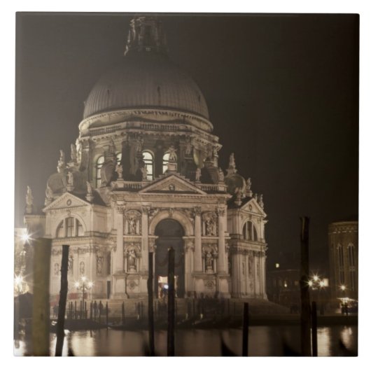 サンジョルジョマギョア川を渡る夜景 タイル (正面)