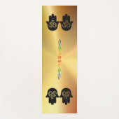 サンスクリットチャクラオムハムザ金ゴールドメタリック ヨガマット (正面)