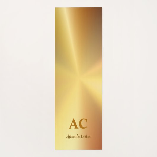 サンスクリットチャクラオムハムザ金ゴールドメタリック ヨガマット (裏面)