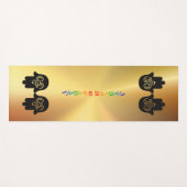 サンスクリットチャクラオムハムザ金ゴールドメタリック ヨガマット (正面(横))