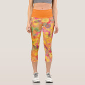 サンスケープオレンジイエローフラワーカプリーレギンス カプリレギンス (正面)