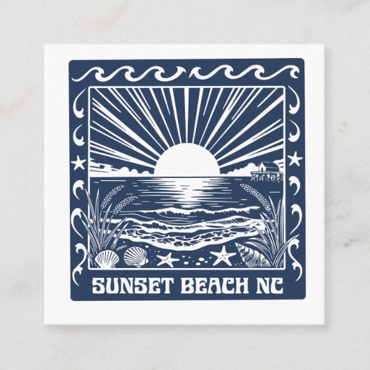 サンスセットビーチ NC ヴィンテージ 海岸の夕日 エンクロージャーカード (正面)
