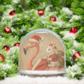 サンスタハットのフラミンゴクリスマススノーグローブ (クリスマス)
