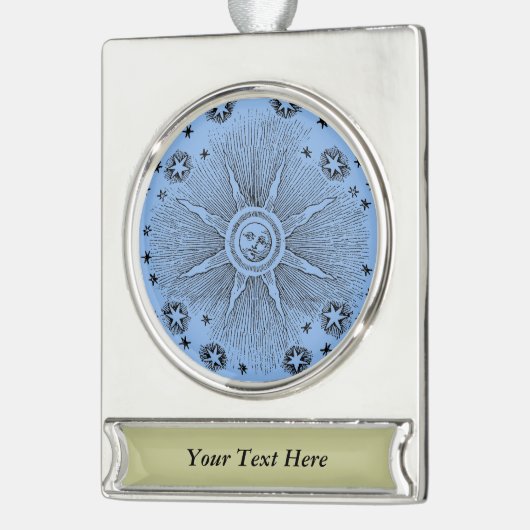 サンスターズアンティークナイトスカイ中世〔占星術の〕十二宮図 シルバープレートバナーオーナメント (左)