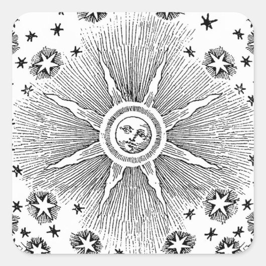 サンスターズアンティークナイトスカイ中世〔占星術の〕十二宮図 スクエアシール (正面)